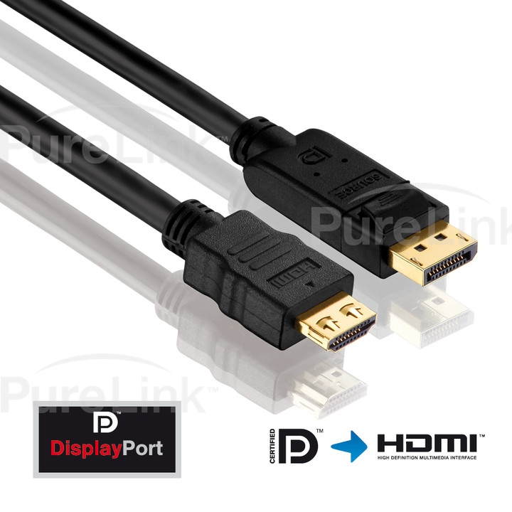 PureInstall DisplayPort to HDMI Cable w TotalWire Technology Secure Lock